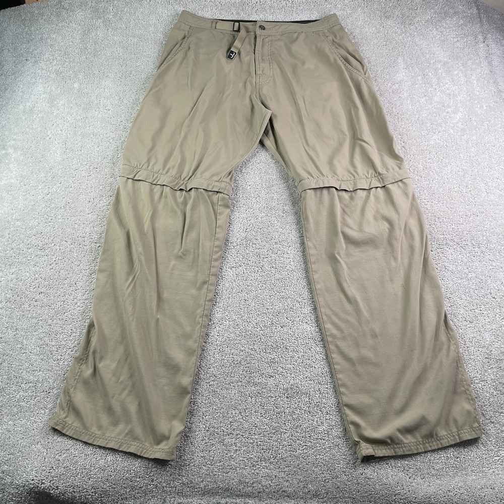 Vintage Prana Pants Mens Large Tan Convertible Zip Off Hiking Outdoor Gorpcore